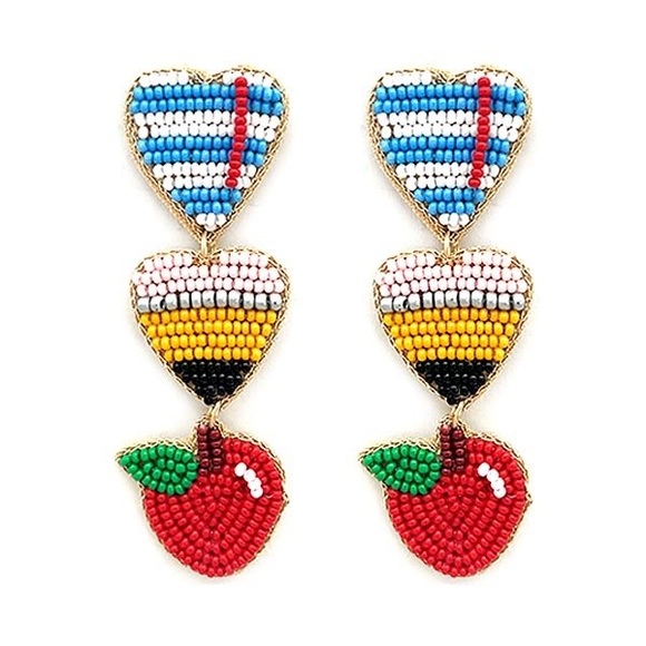 Jewelry - Teacher Of The Year Earrings Beaded Fun And Cute